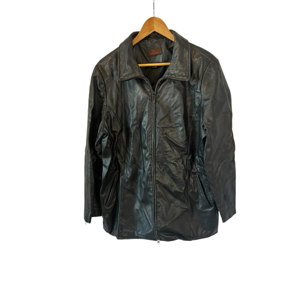 DANIER Leather Jacket Women’s Large Black Zip Up Lightweight L